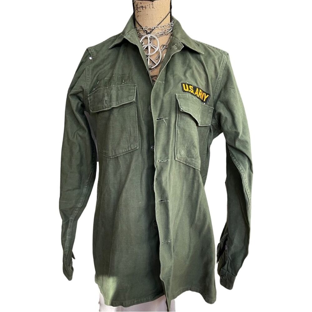 Military genuine army green Men's Women's shirt shacket size 15 1/2 x 33